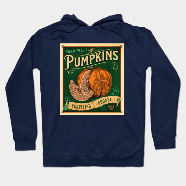 Vintage Pumpkin Patch Farm Sign - Halloween Thankgiving Vibes Hoodie by PUFFYP